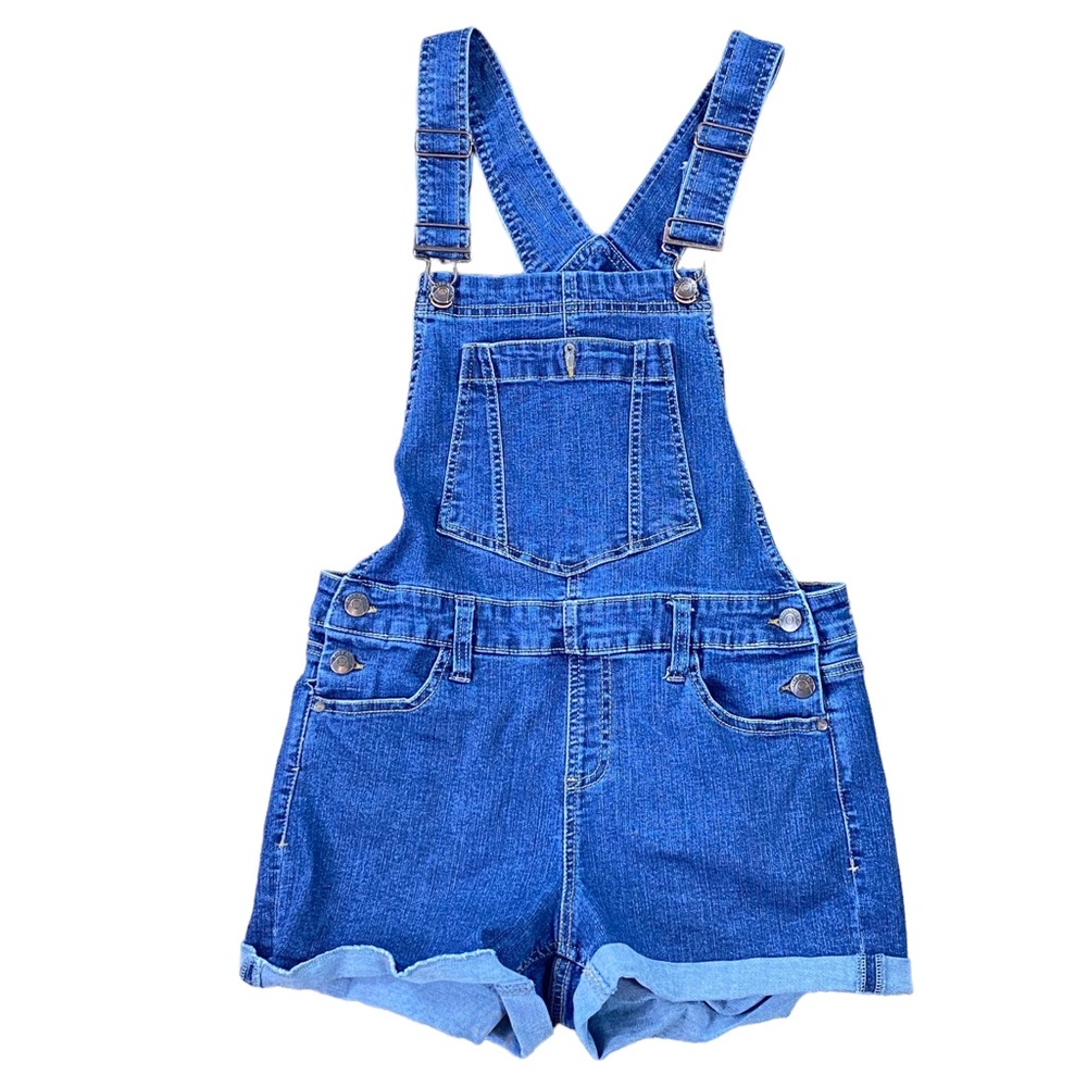 Woman’s Blue Spice denim shorts bib overalls size 7